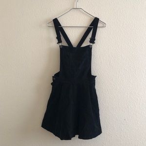 TOPSHOP Black Corduroy Overall Dress W/Pockets